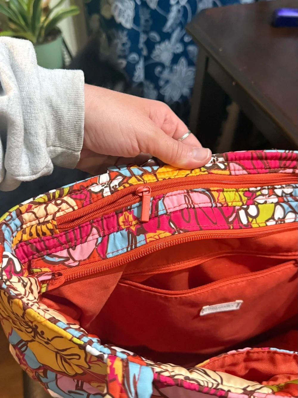 Vera Bradley Floral Quilted Tote in Red-Orange Multi